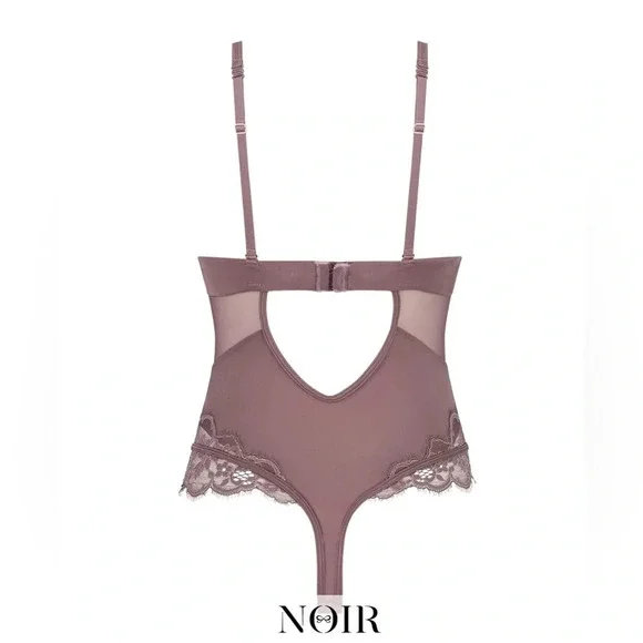 Noir | Genevieve Bodysuit Ephemera Lace Thong Padded Womens size 36D Hunkemoller - Picture 2 of 11